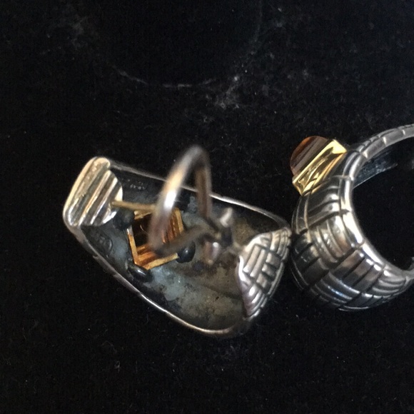 18k gold & Sterling Silver earrings - Picture 4 of 5